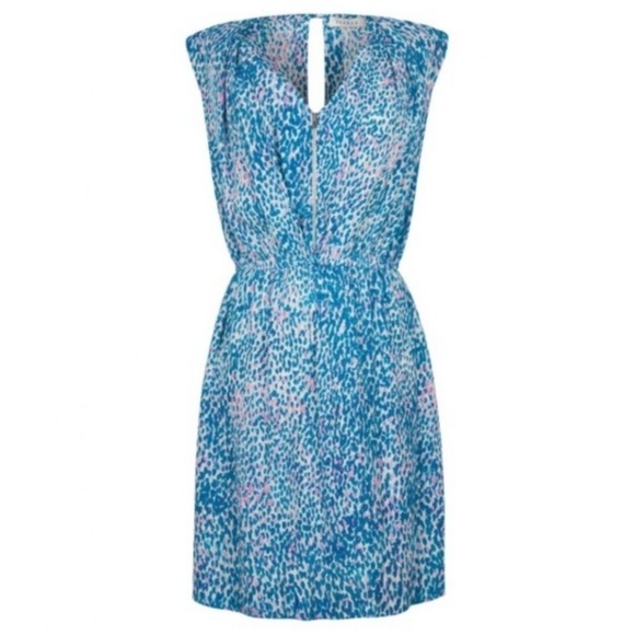 Sandro Dress Rebelle Silk Leopard Print Blue Pink - Picture 3 of 15